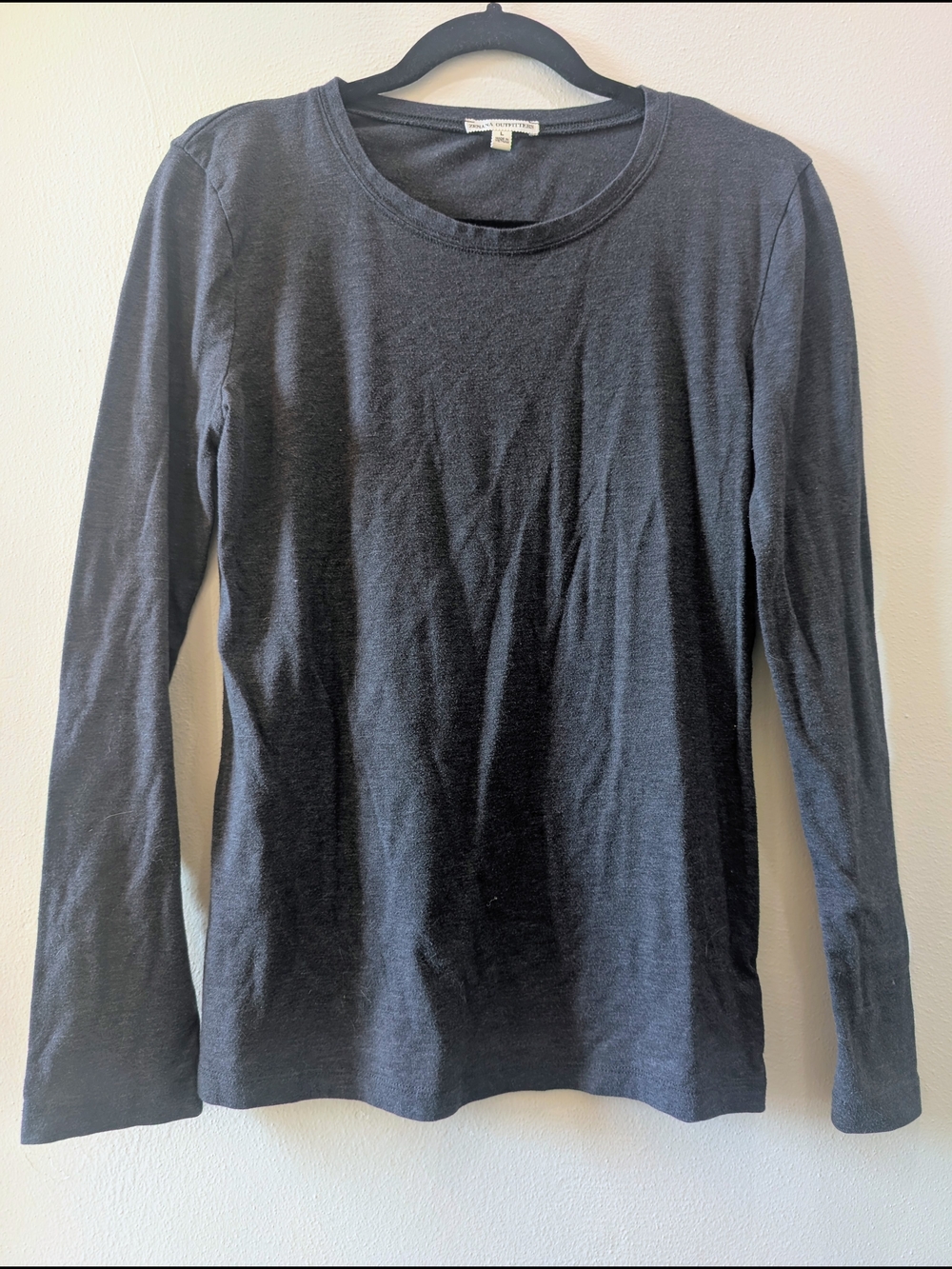 Zenana Outfitters Basic Gray Crew Neck Long Sleeve T-shirt Womens Sz L